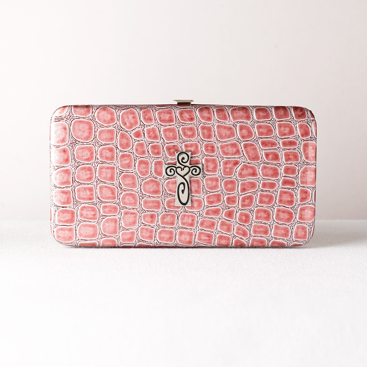Pink Croc-embossed Wallet