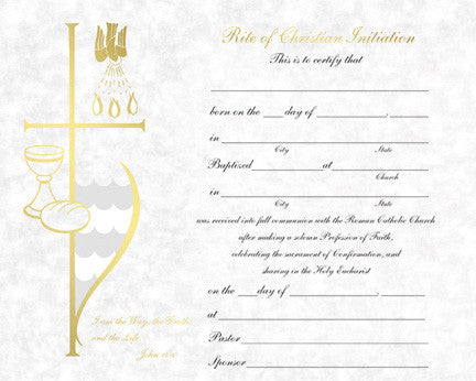 Rite of Christian Initiation Certificate
