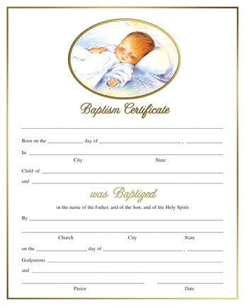 Certificado de bautismo de retrato