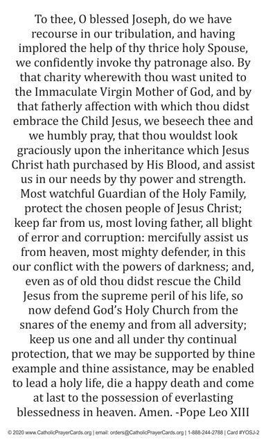 Year of St. Joseph Prayer of Protection