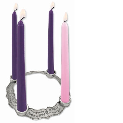 Pewter 4 Sundays Of Advent  Advent Wreath with Candles Boxed