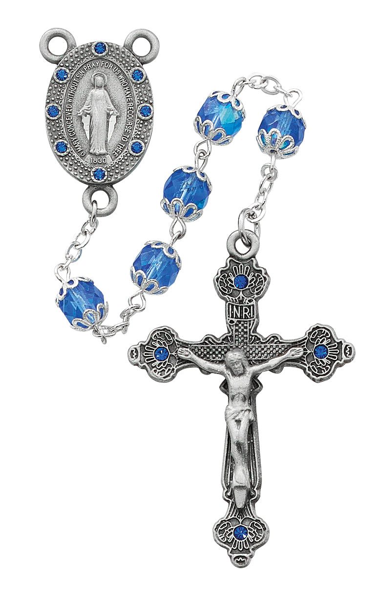 Pew Cap Blue Stone Rosary