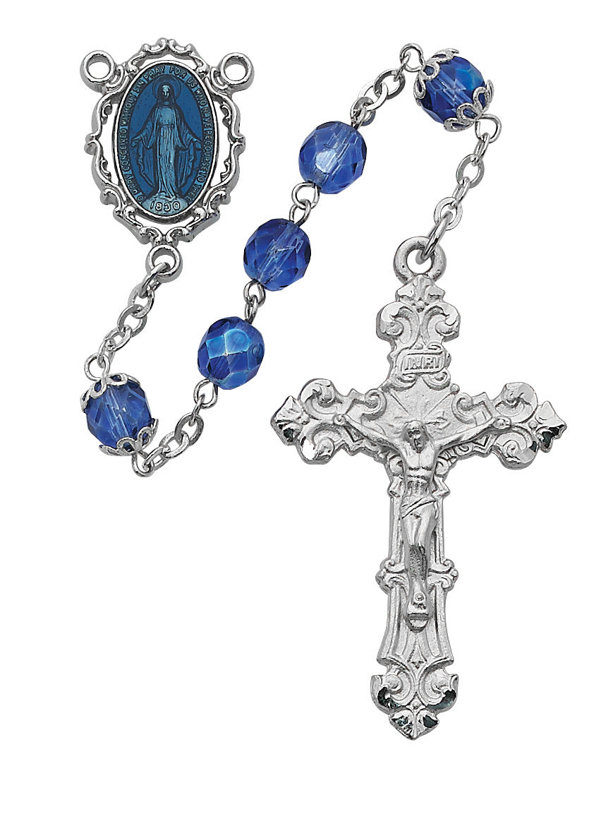 7mm Blue Capped Rosary