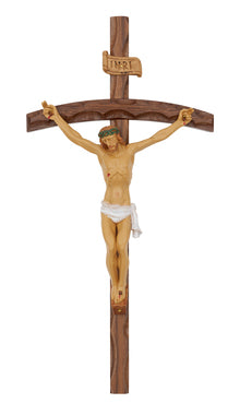 16" Walnut Bent Log Crucifix