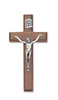 6" Beveled Walnut/Silver Crucifix