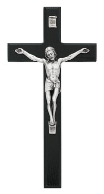 10" Black Silver Crucifix