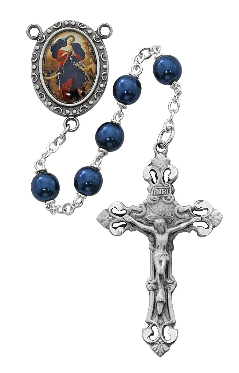 7mm Blue Pearl Our Lady Undoer of Knots Rosary