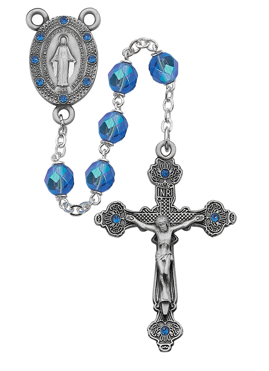 7mm Blue Rosary w/Blue Stones