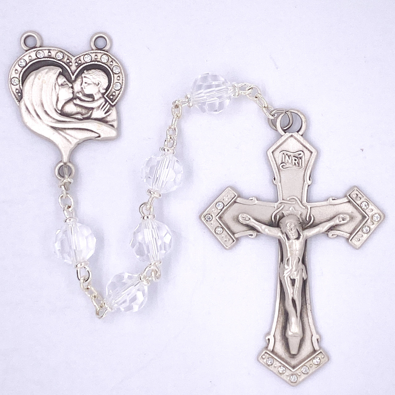 7MM Sterling Silver Crystal Rosary