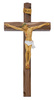 10" Carved Walnut Crucifix Resin
