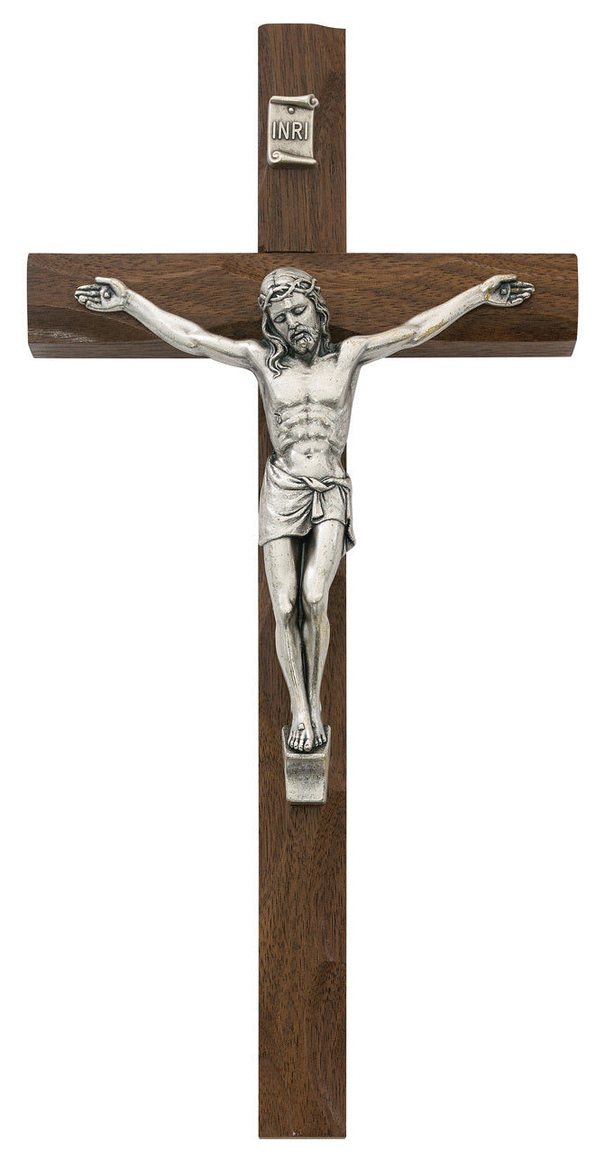 10" Carved Walnut Crucifix