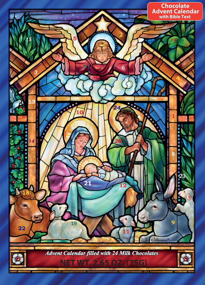 Stained Glass Nativity Chocolate Advent Calendar