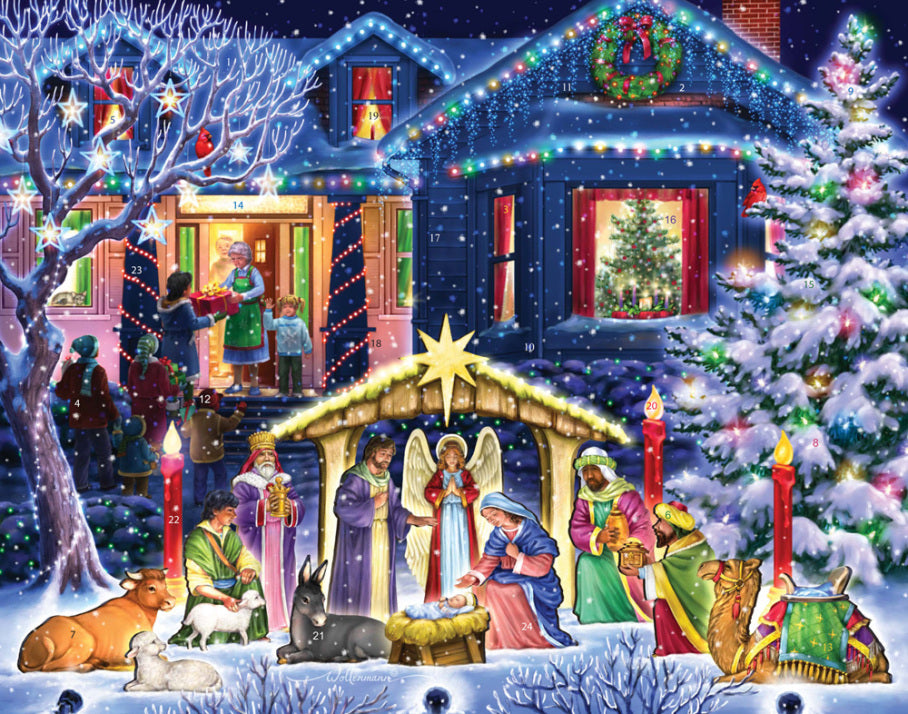 Nighttime Nativity Advent Calendar (14"x11")