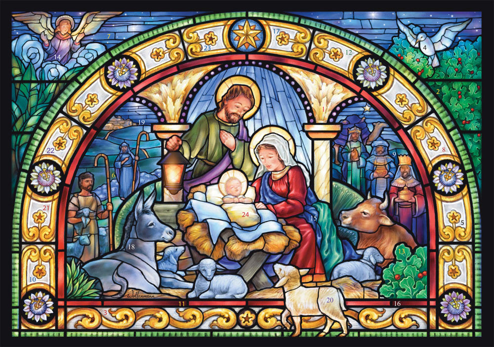 Stained Glass Holy Night -  Medium Advent Calendar (8.25 x 11.75)
