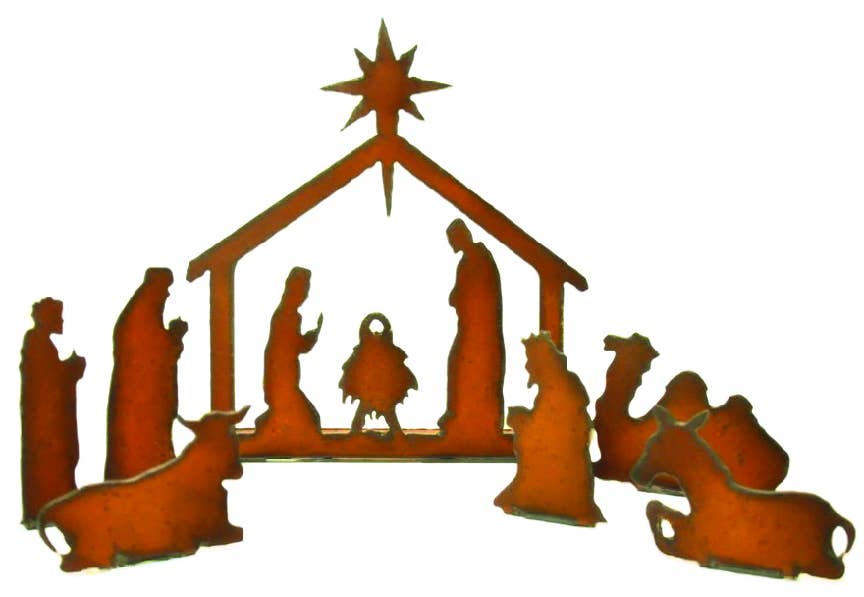 Nativity Rustic Metal Scene Small