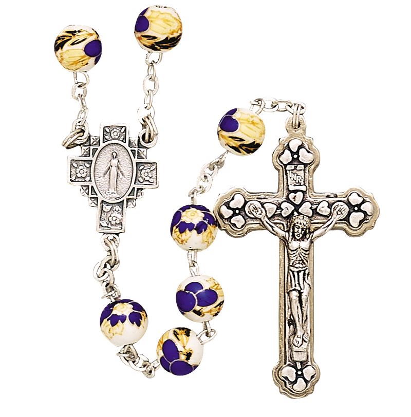 Ceramic Blue Flower Rosary