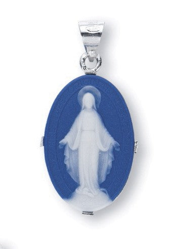 Genuine Cameo oval Miraculous Blue Sterling Medal