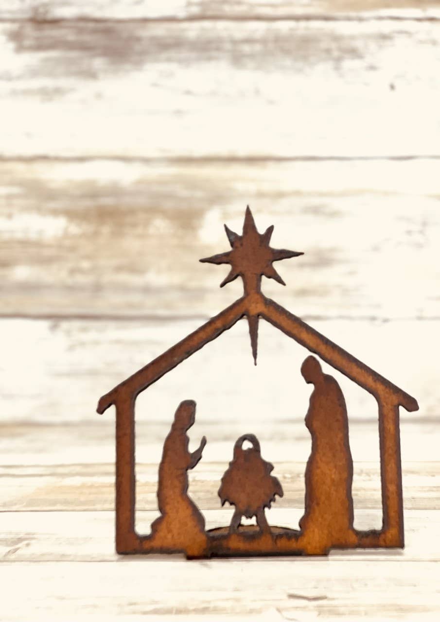 Nativity Doodad rustic Metal Christmas Nativity