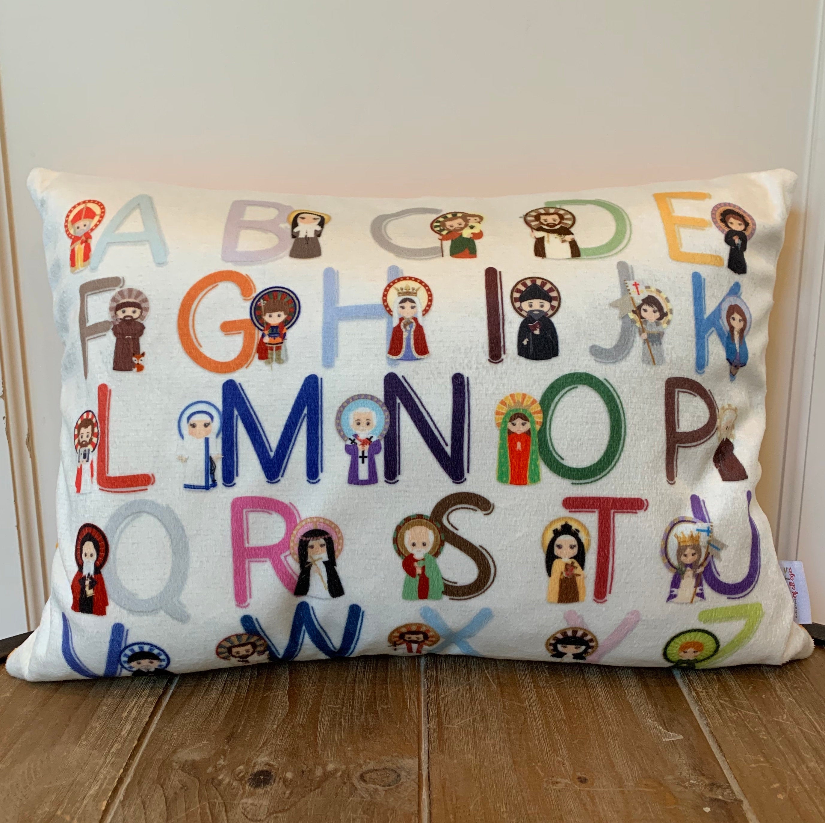 Saint ABC Throw Pillow Cover