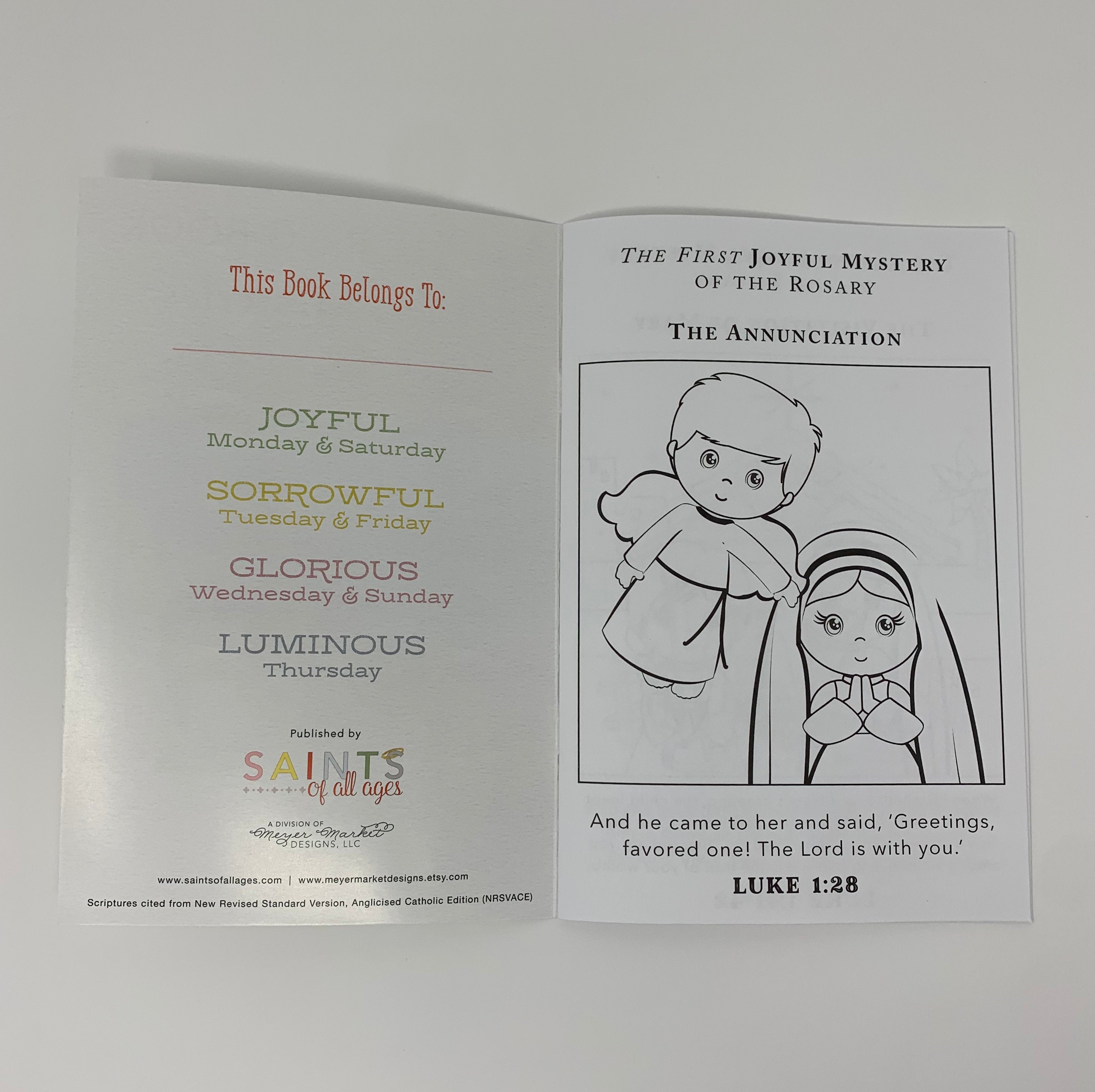 Mysteries of the Rosary Coloring Book