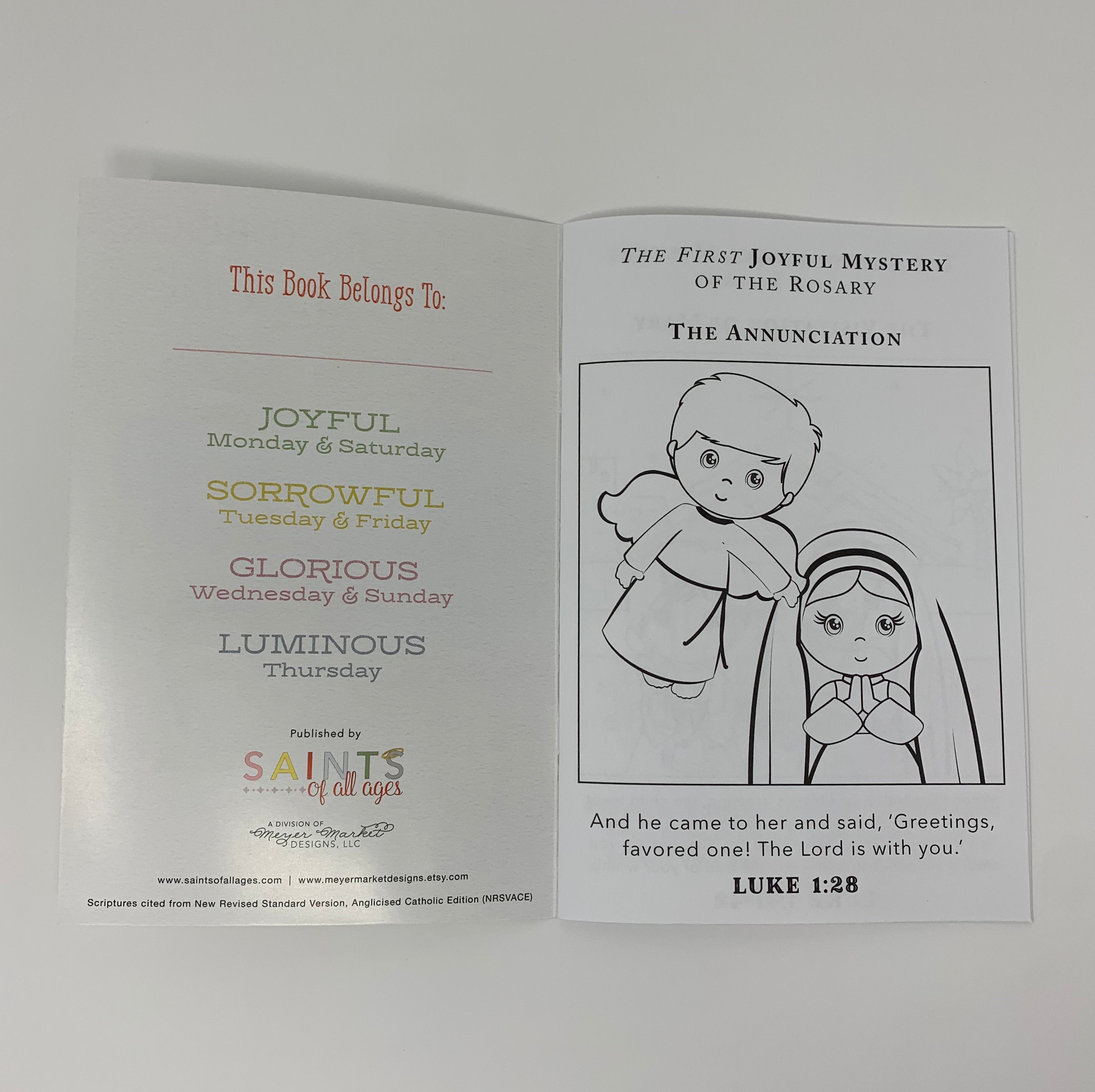 Mysteries of the Rosary Coloring Book
