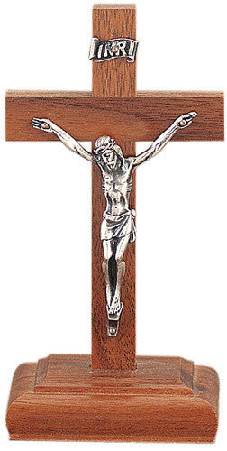 6" Walnut Standing Crucifix