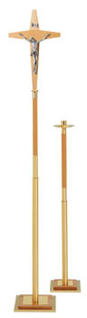 Processional Cross, Oak/Brass Combination