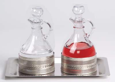 Processional Cruet Set, w/ Stainless Tray