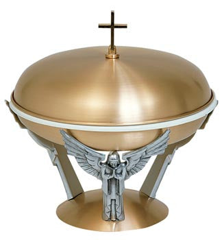Bronze Baptismal Bowl with Base and Cover