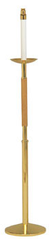 Floor Candle Holder, Brass/Oak Combination