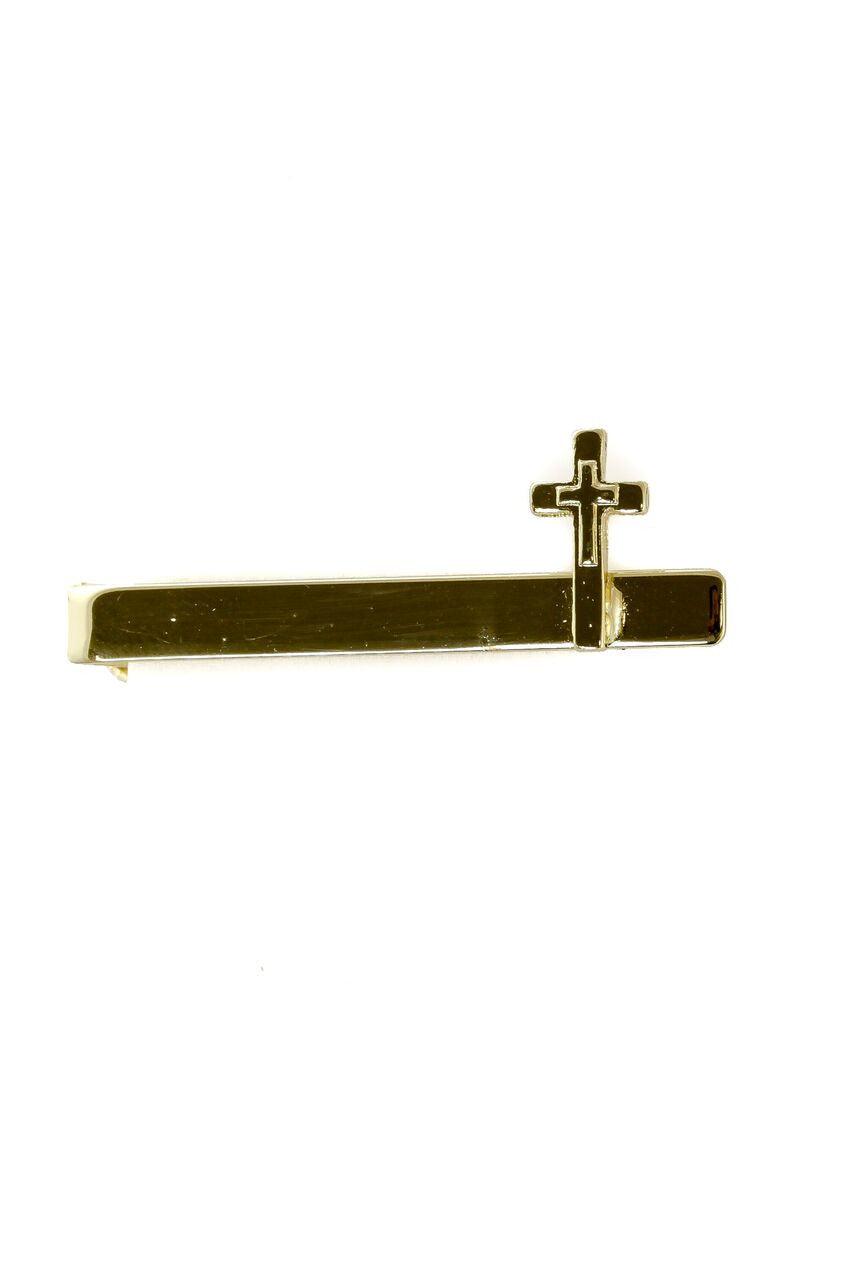 Gold Child's Tie Clip with Cross