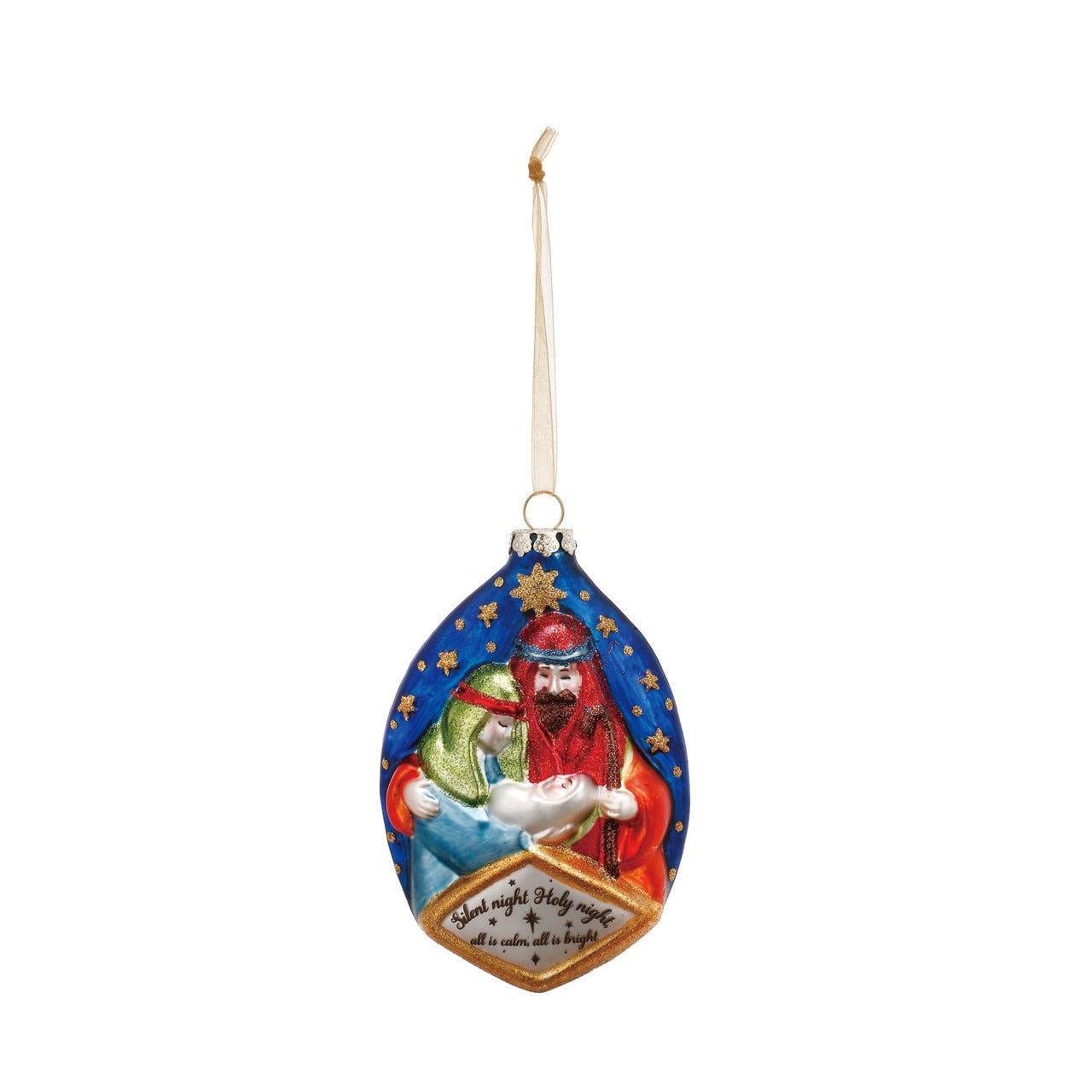 Blown Glass Holy Family Nativity Ornament