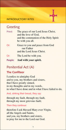 Pew Card for Mass-Revised Roman Missal