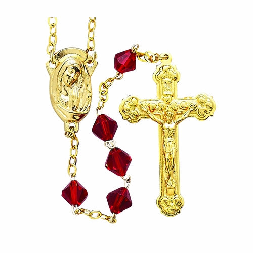 Gold Tincut Red Bead Rosary