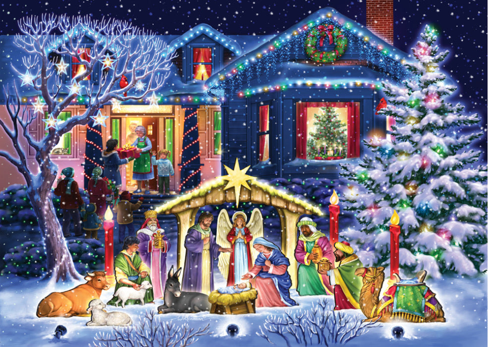 Box Nighttime Nativity Christmas Cards