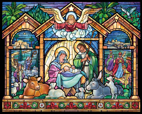 Stained Glass Nativity Christmas Jigsaw Puzzle 1000 pieces