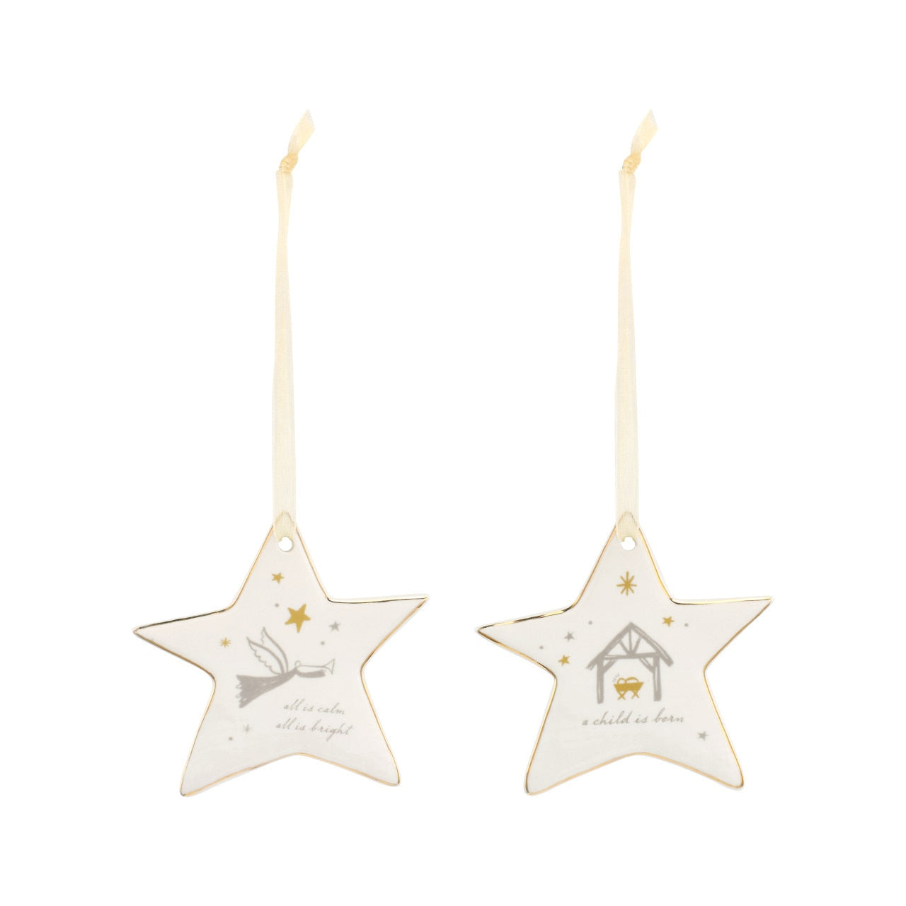 Rejoice Star Ornaments Set of 2 Assorted
