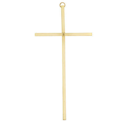 Cruz de pared de latón chapado en oro de 8"