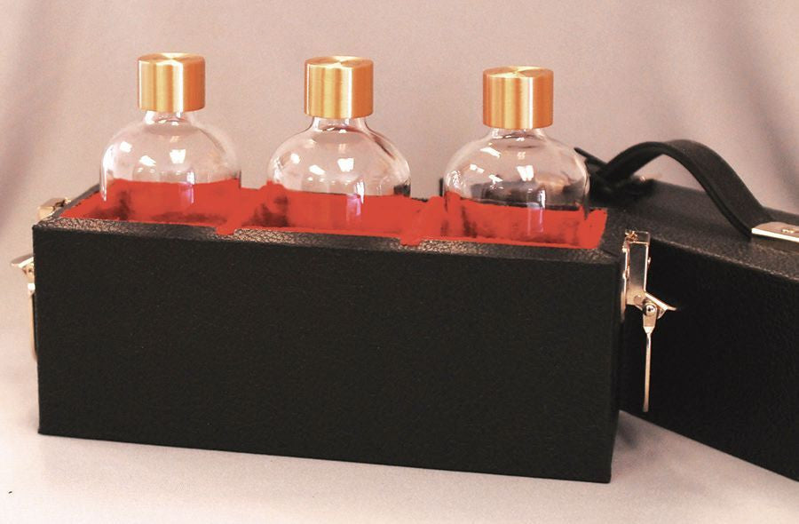 Oil Carry Case- 3 - 8 Oz. Bottles With Case, Engraved Caps